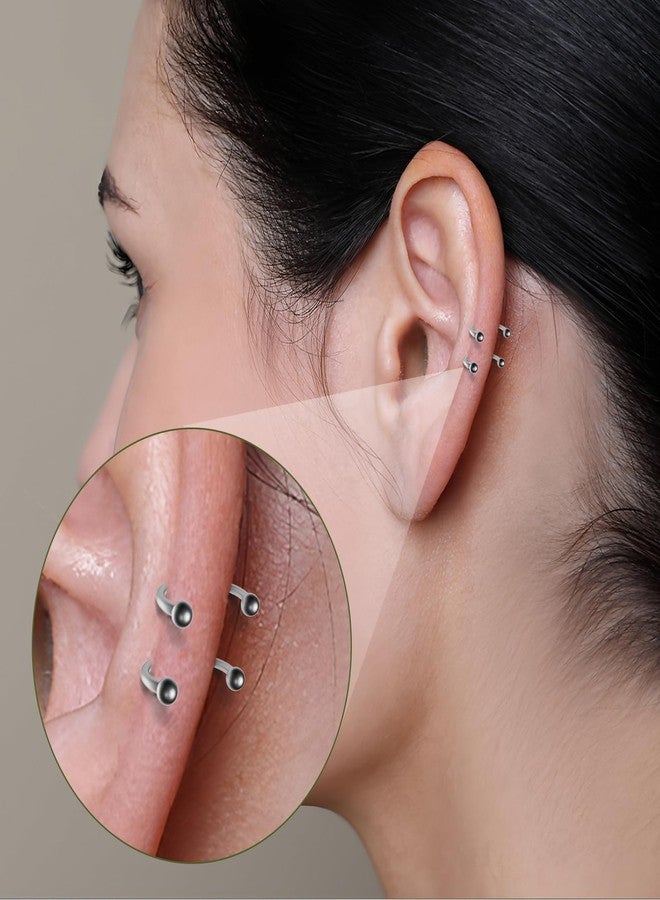 SMLBJUTE 8 PCS 16G Surgical Steel Horseshoe Nose Septum Earrings Eyebrow Lip Retainer Spiral Tragus Puncture Rings 6-12mm for Women Men (Silver) - Image 4